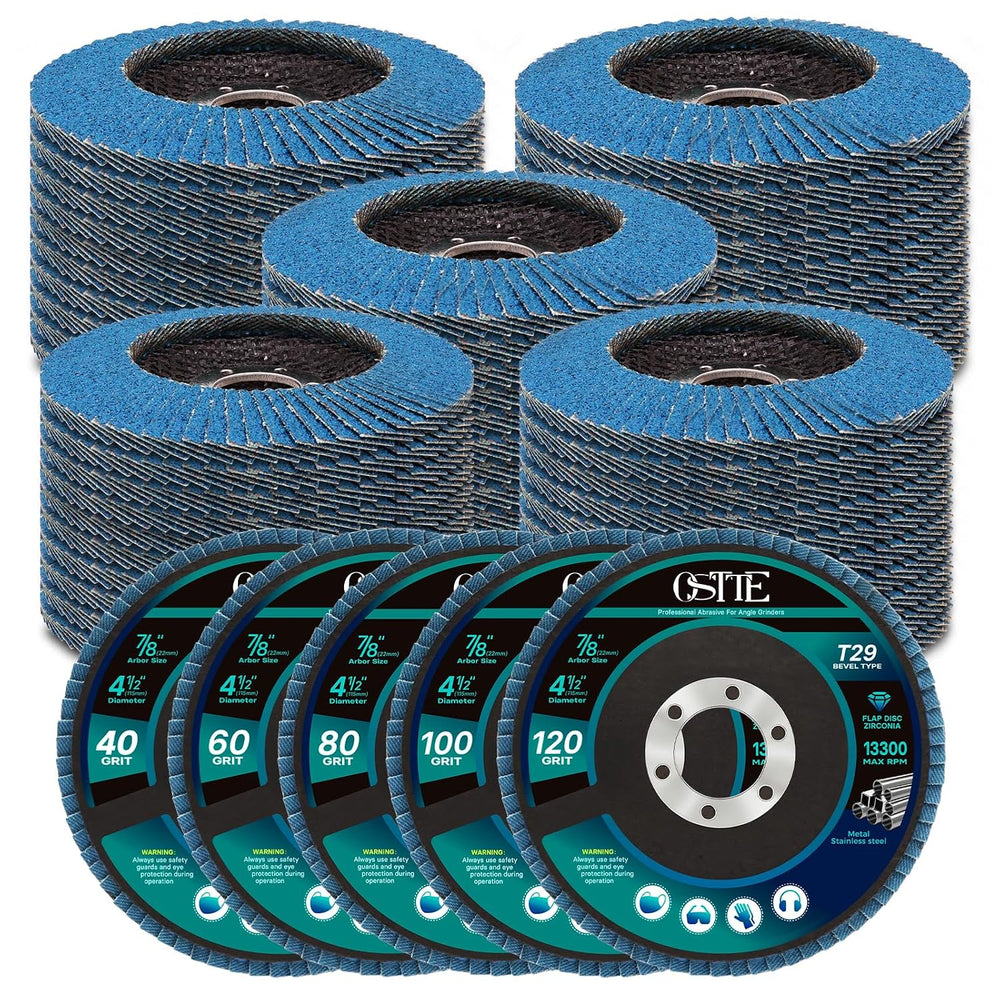50 Pack Flap Discs 4-1/2" for Angle Grinder, 7/8" Arbor