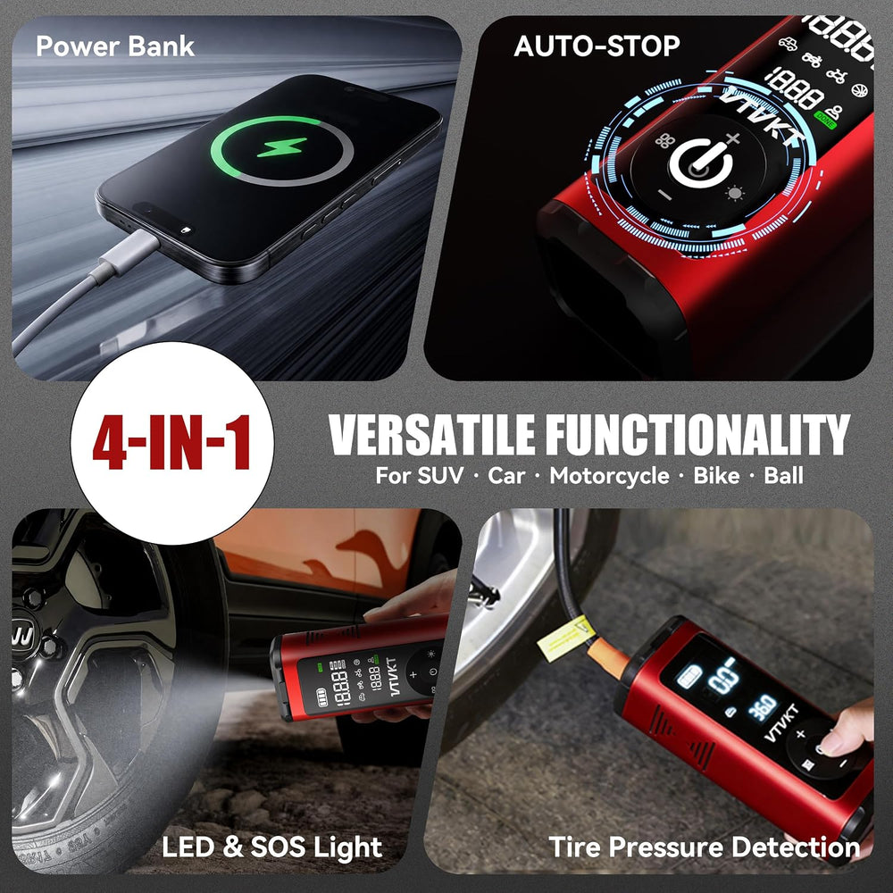 Tire Inflator Portable Air Compressor, 12000mAh Handheld Cordless Air Pump