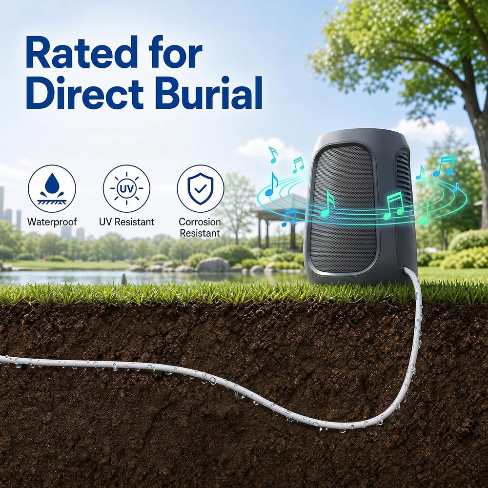 Outdoor 12 Gauge CL3 Speaker Wire 25FT,2-Conductor Direct Burial Tinned OFC