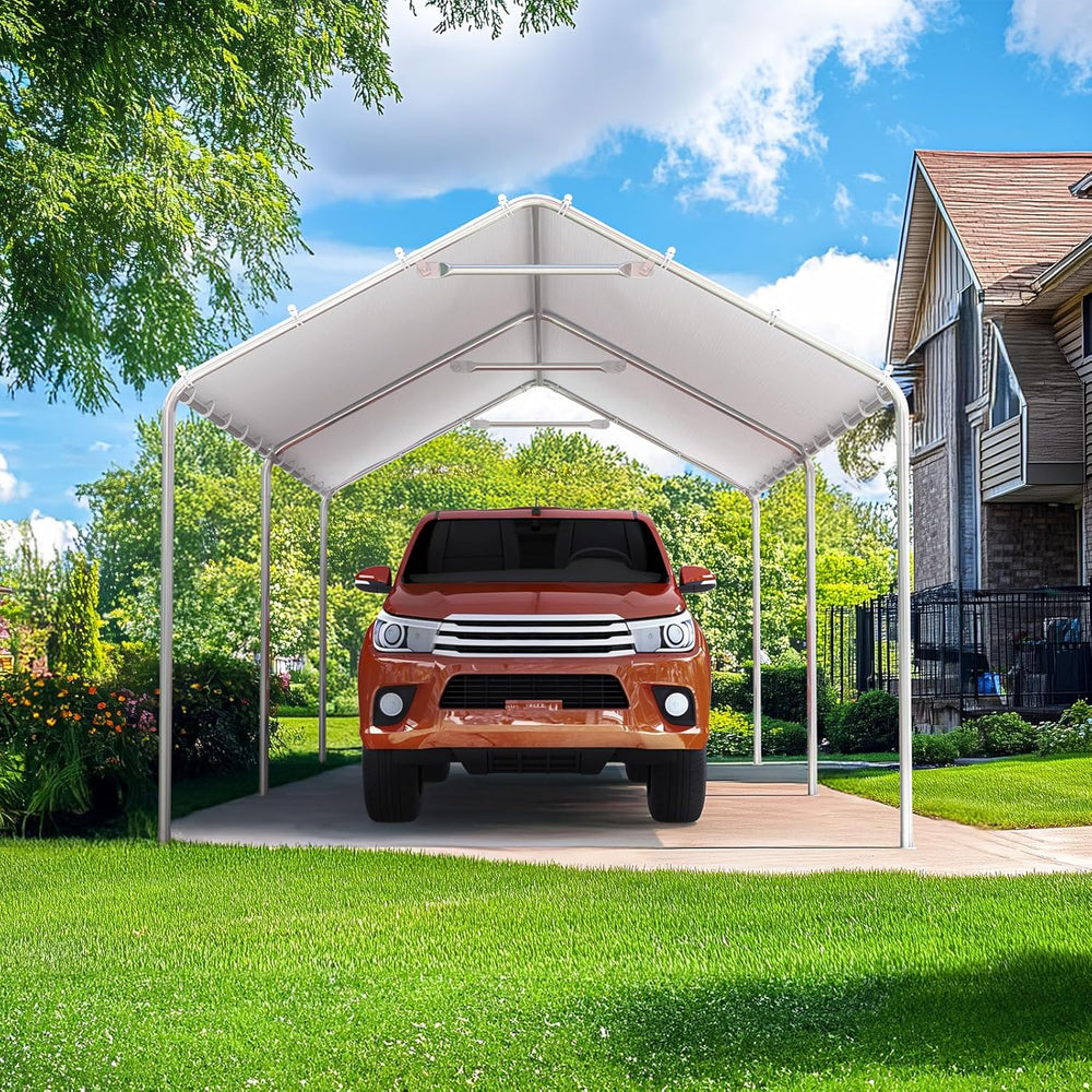 Quictent 10x20 ft Heavy Duty Carport Canopy Galvanized Car Tent Outdoor Garag...