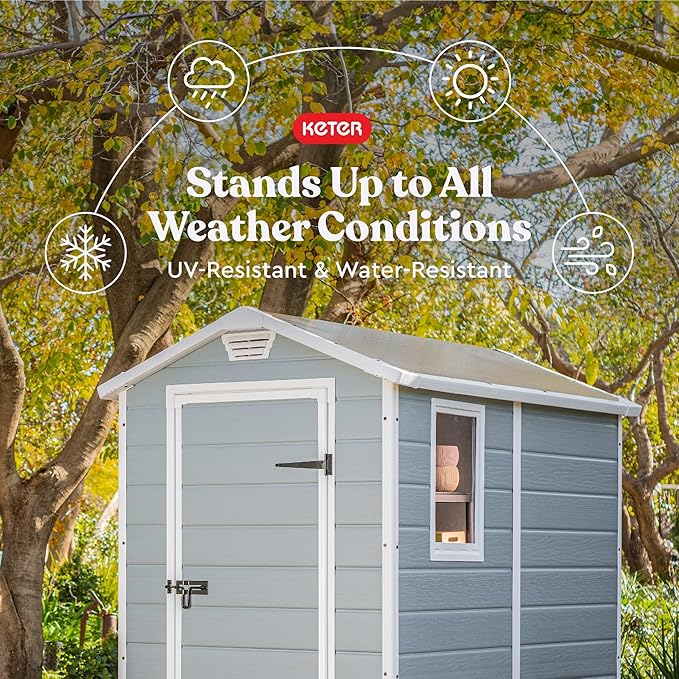 Keter Manor 4x6 Resin Outdoor Storage Shed Kit-Perfect to Store Patio Furniture