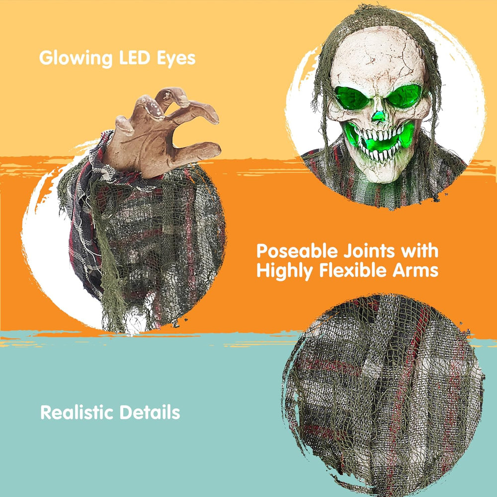 JOYIN Halloween Animatronics Decorations Outdoor, Animated Zombie Groundbreak...