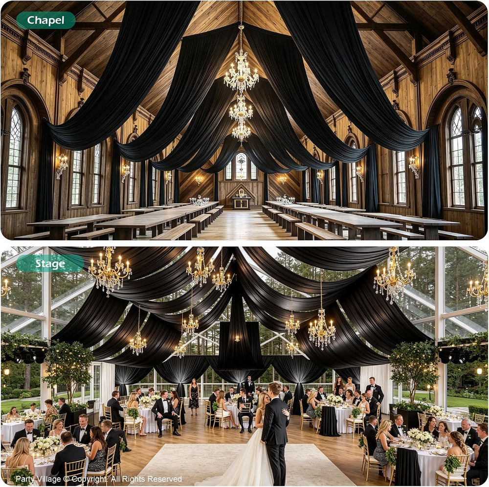 20FT x 50FT Black Ceiling Drapes for Halloween Party Decor
