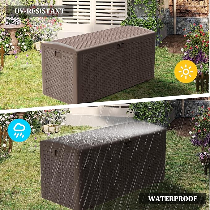180 Pro Gallon Waterproof Outdoor Storage Bin Resin Deck Box