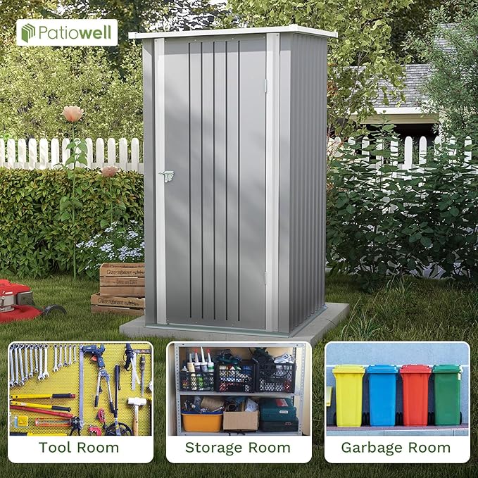 Patiowell 3 x 3 FT Outdoor Storage Shed, Small Garden Tool Storage Shed