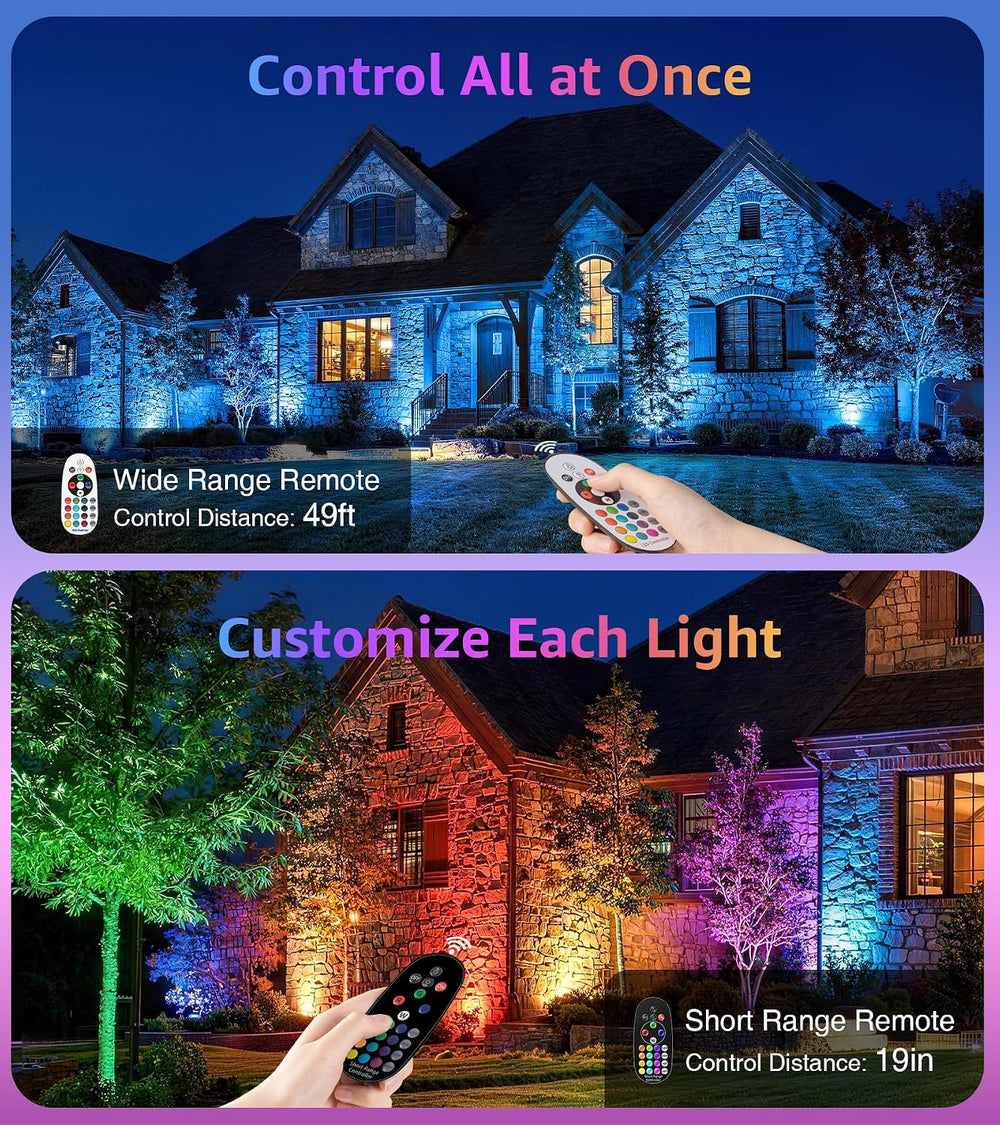 SUNVIE RGBW Halloween Spotlights Outdoor 12W LED Plug in Landscape Lights