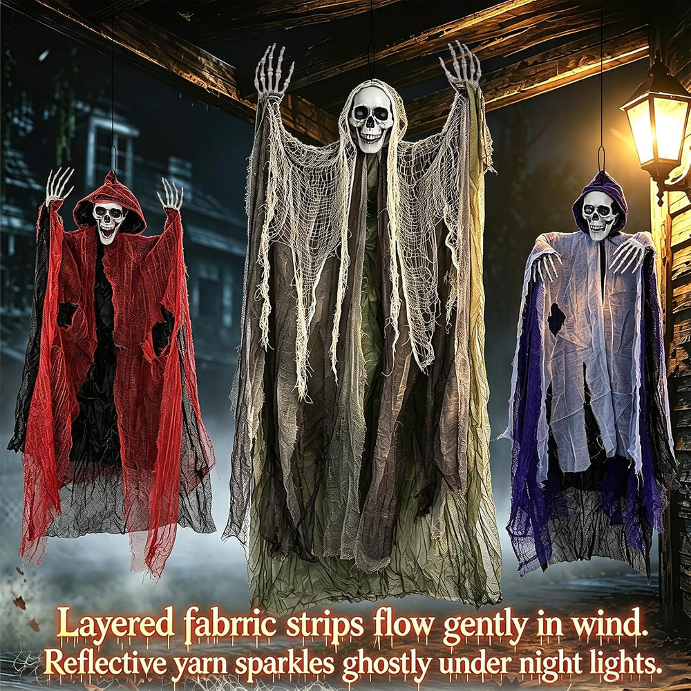 3 Pack Hanging Skeleton Ghosts Halloween Decorations Outdoor Yard Decor