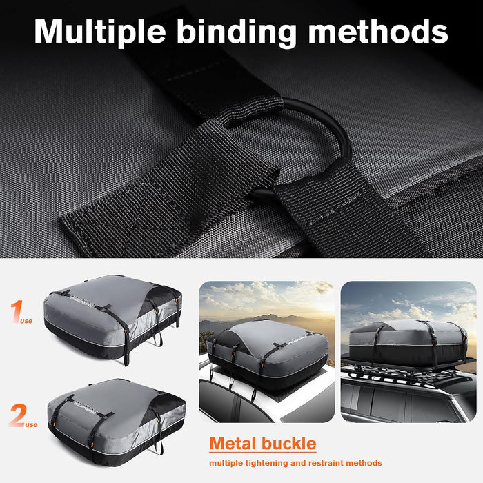 Waterproof Rooftop Cargo Carrier Bag, 100% Waterproof Sealing with Anti-Slip Mat, Fits Vehicles with or Without Roof Rack, 21 Cubic Feet