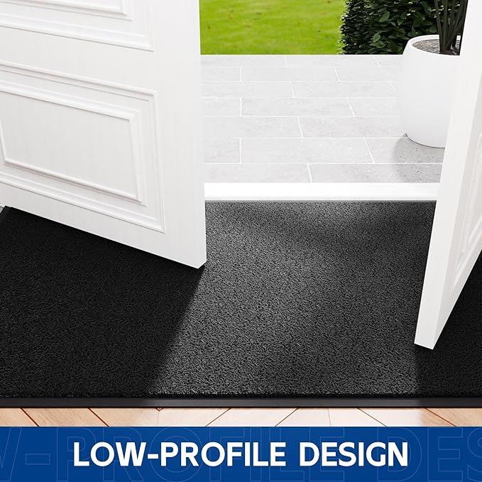Sturdy Front Door Mat, Fade Resistant, Waterproof Low Profile Entry Mat