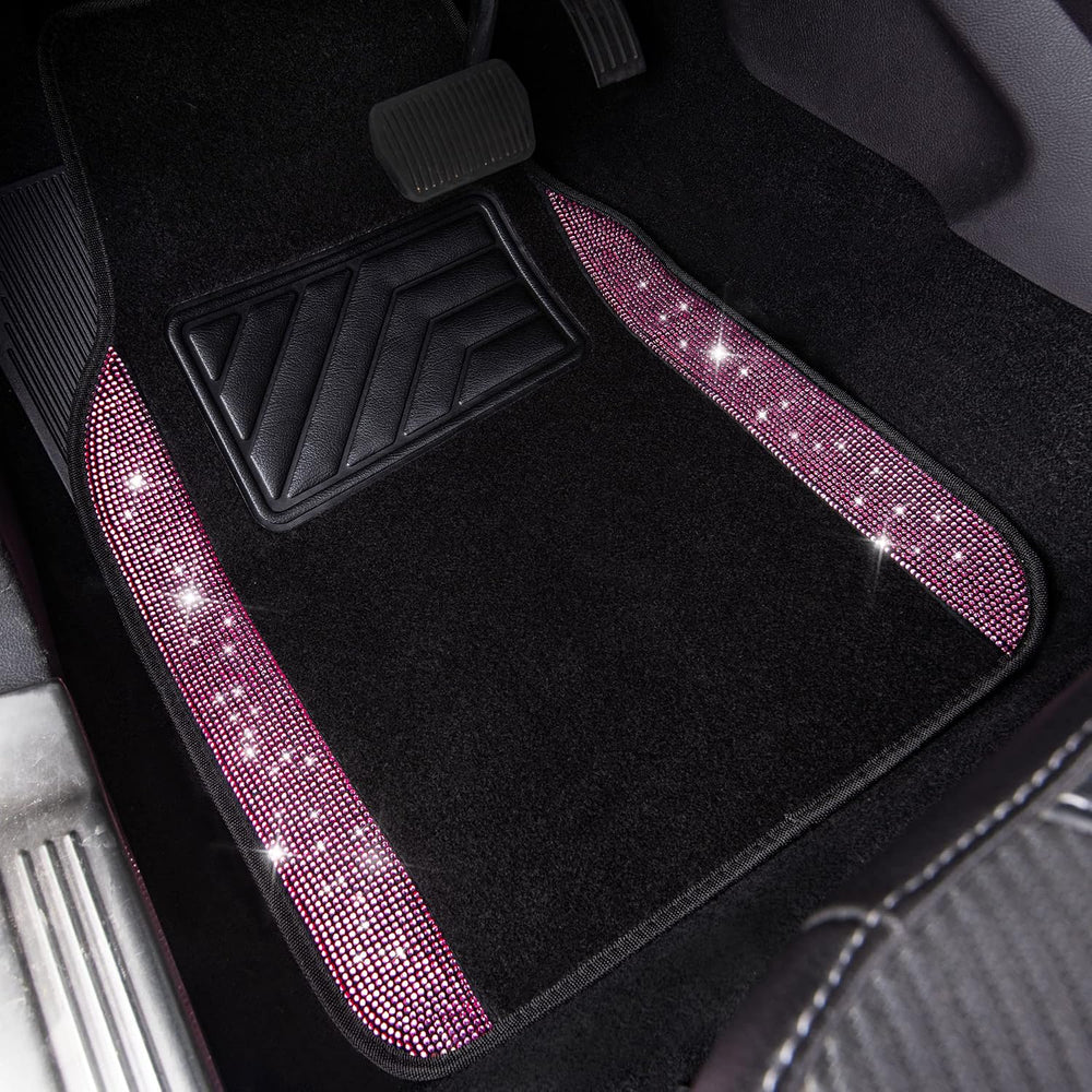 CAR PASS Bling Rhinestone Car Seat Covers Leather Shining Diamond Car Floor M...
