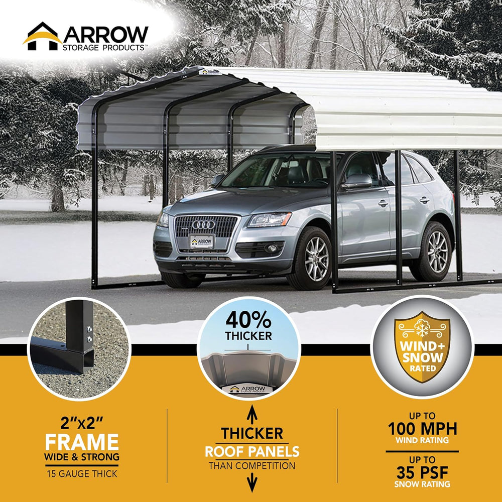 Arrow Carports Galvanized Steel Carport, RV Metal Carport Kit, 14' x 42&#...