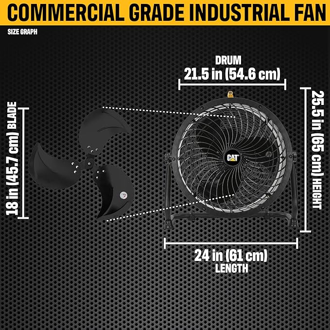 CATERPILLAR 18 inch High Velocity, 3400 CFM, 4 Speed, 360 Degree Metal Heavy