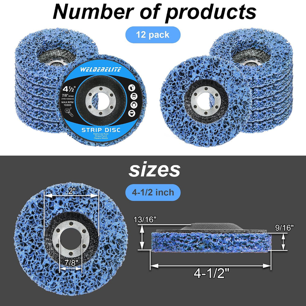 12-Pack Blue Stripping Discs for Angle Grinder 4-1/2" x 7/8" – Rust...