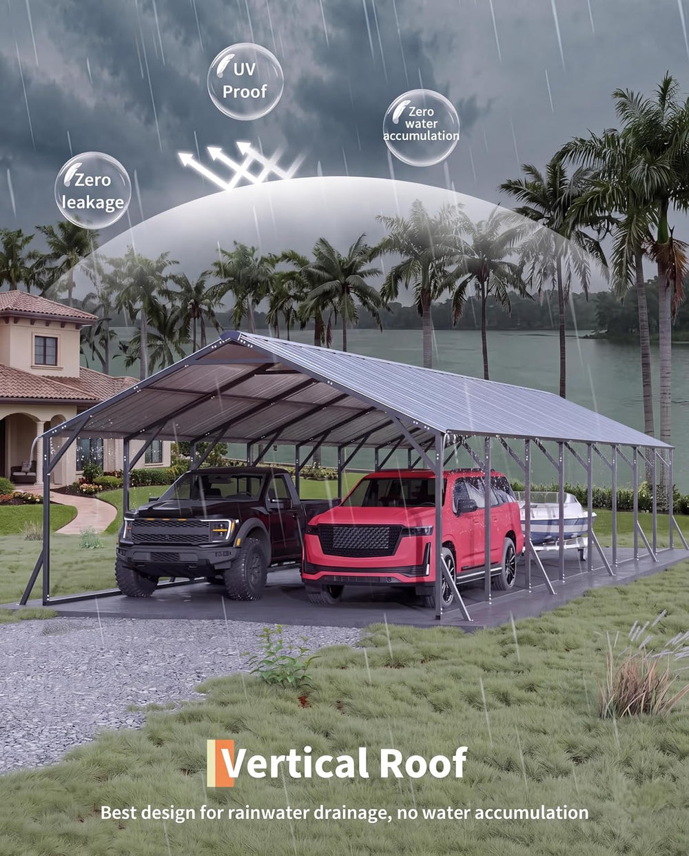GarveeLife 20'x40'x12' Metal Carport Car Ports for Multiple Vehicles