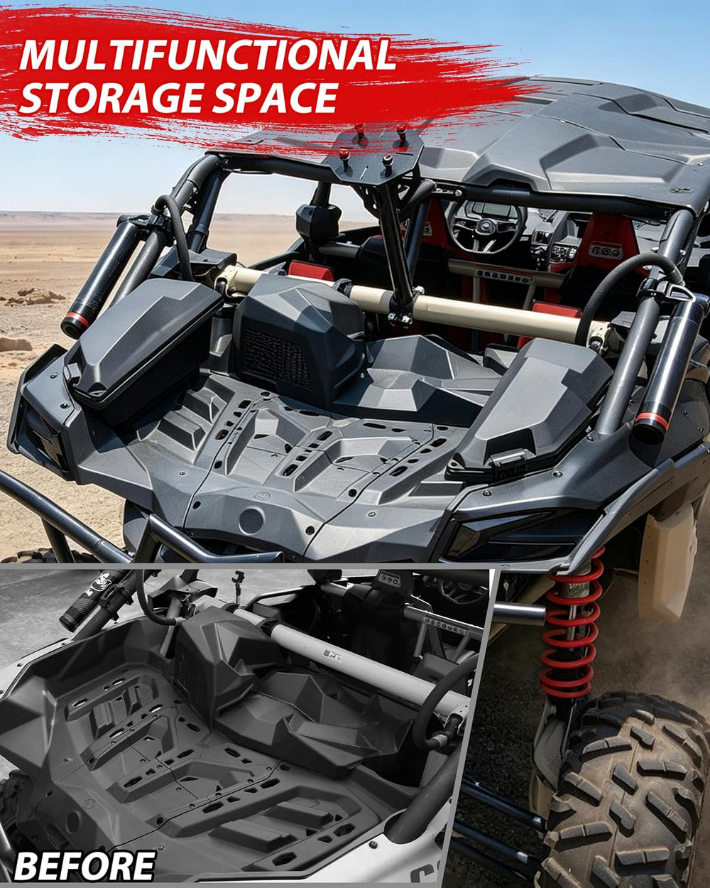 SAUTVS Rear Side Cargo Storage Boxes for Can-Am Maverick X3 XDS XRS MAX Turbo...