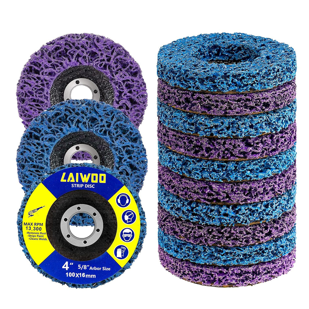 10 Pack Strip Disc Wheels Angle Grinder Paint Removal 4" x 5/8" Pur...
