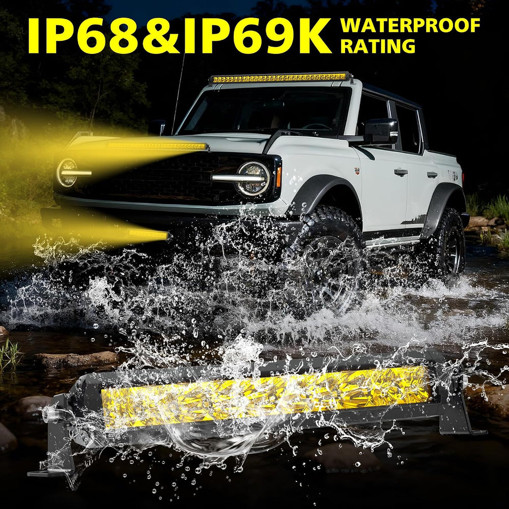 4WDKING 22 Inch Amber LED Light Bar 100W Screwless Spot Flood Combo Offroad
