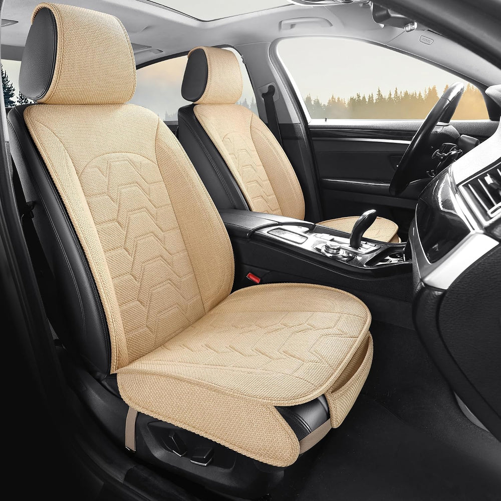 Linen Front Car Seat Covers Cloth Fabric Automotive Seat Protectors