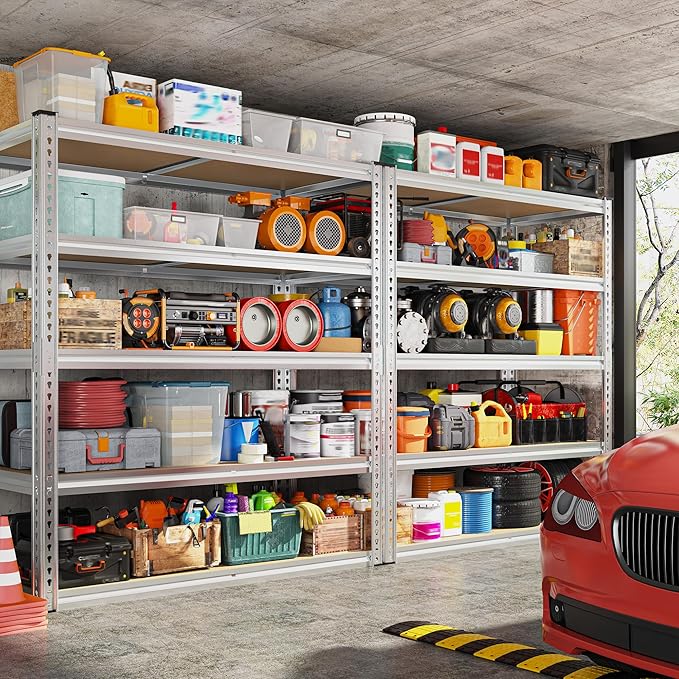 REIBII 40" W Garage Shelving 2500LBS Storage Shelves Adjustable Metal Sh...