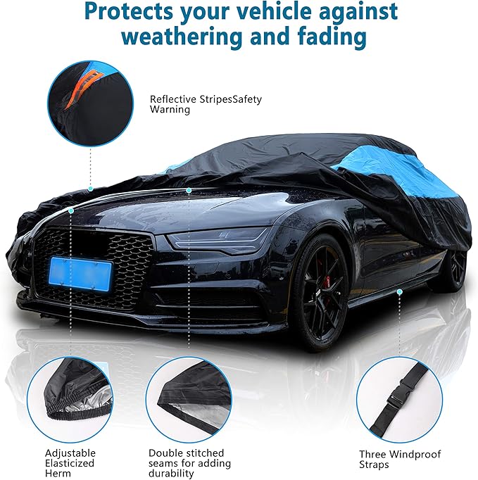 MORNYRAY Waterproof Car Cover All Weather Snowproof UV Protection Windproof
