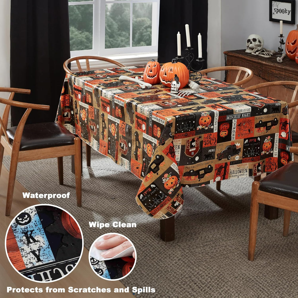 Newbridge Halloween Rustic Spooky Farm 60 x 120 Inch Rectangle Vinyl Tableclo...