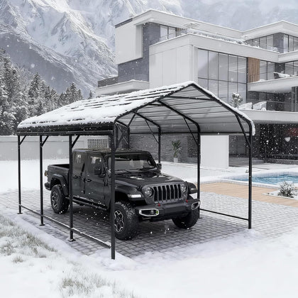 LEVELEVE 10x15 FT Heavy-Duty Metal Carport, Galvanized Steel Car Canopy with Reinforced Base Frame, Outdoor Shelter for Cars, Trucks, Boats, Tractors & RV