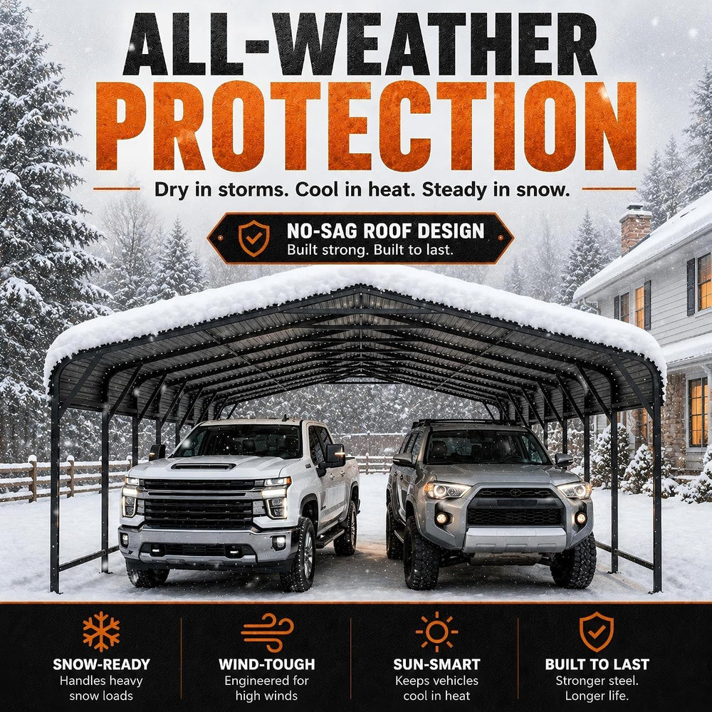 20x40 FT Heavy Duty Metal Carport with Reinforced Base,Galvanized Steel Vehic...