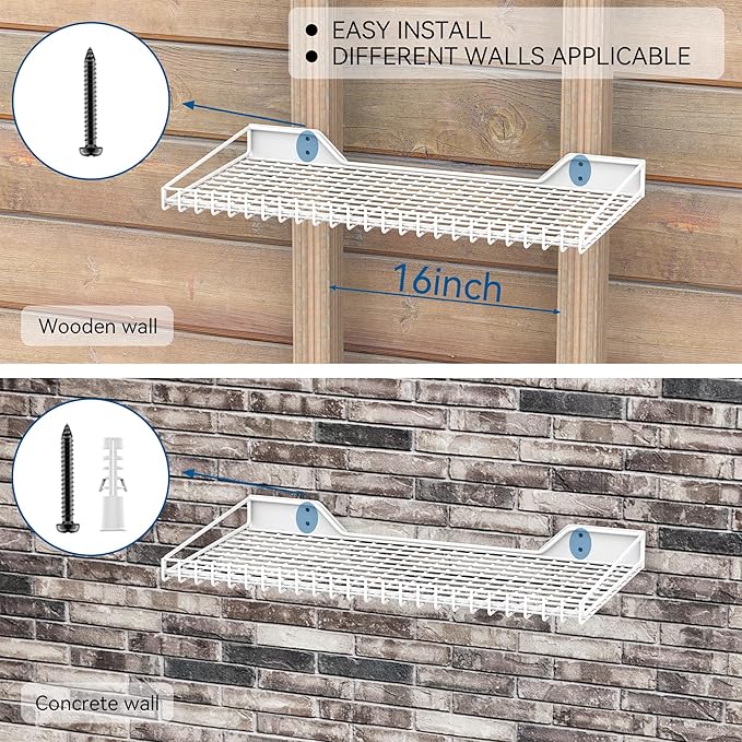 Wallmaster Heavy Duty Garage Wall Shelving 2 Pack 23.6"x11.8" Metal...