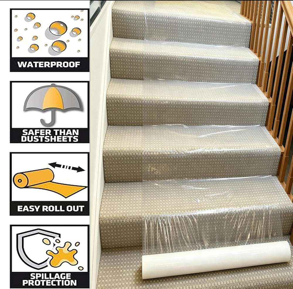 YADI Carpet Protection Film Adhesive, 24" x 100' Clear Plastic Cover...