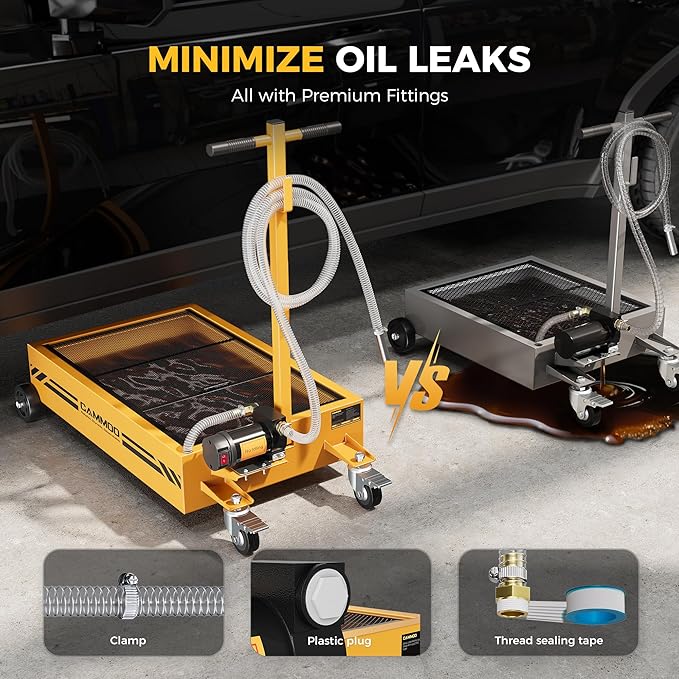 15 Gal Electric Oil Drain Pan, 110V High-Flow Pump, 9.8 FT Hose, 200 W Motor