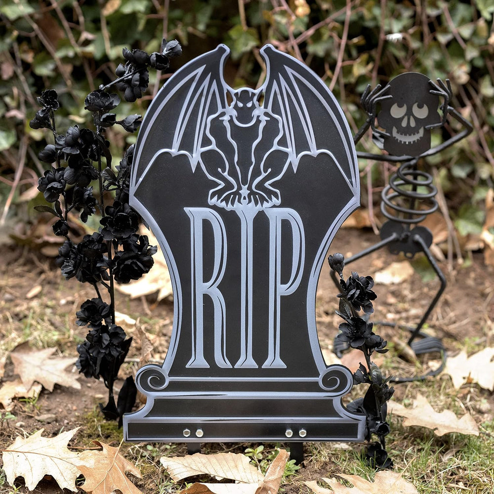3-D Metal Halloween Ghost Cemetery 17" Tombstones - Full Set of 5 w Stakes