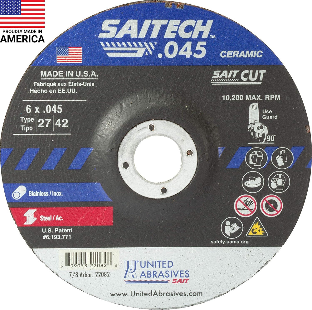 United Abrasives-SAIT 22082 Saitech™ High Performance Cut-Off Wheels (Type 27...