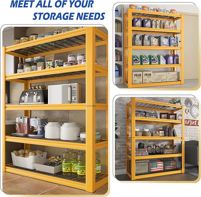 REIBII 72''H Garage Shelving 3010 LBS Storage Shelves Adjustable Meta...