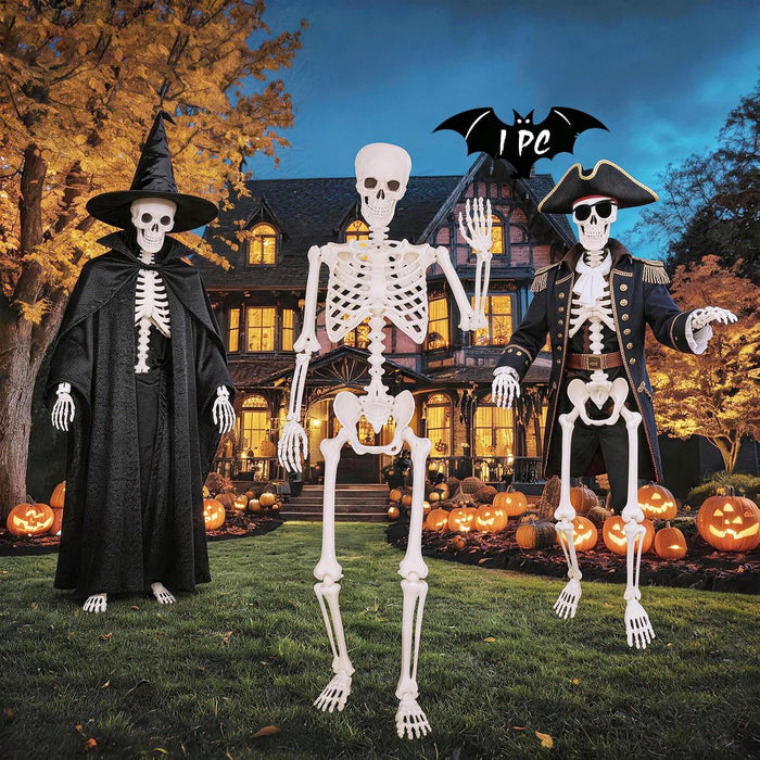 breesky Life Size Skeleton for Halloween: 4.43ft Realistic Human Anatomy Full Body Skeleton Model with 360° Posable Movable Arms - Skeletons for Outdoor Yard Haunted House Atmosphere Decoration