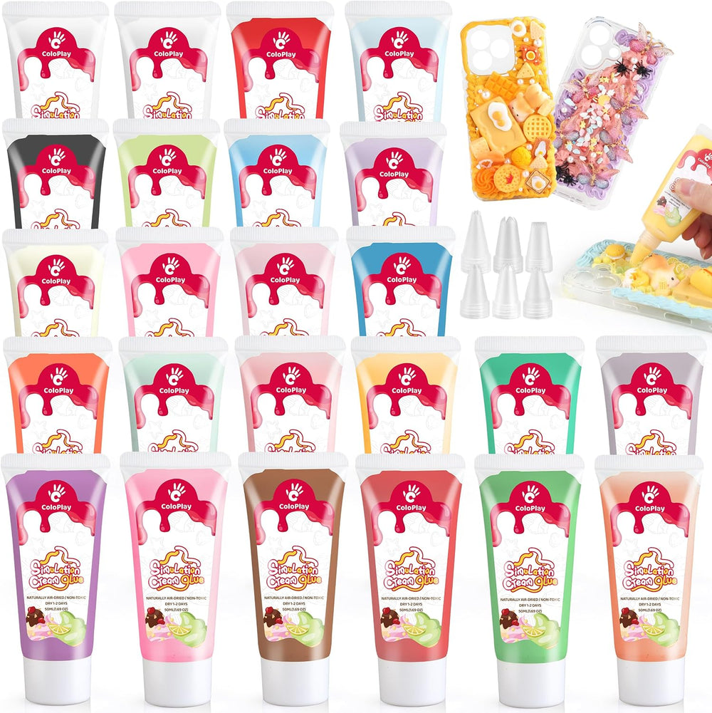 Cream Glue, 24PCS 50g Whipped Cream Glue Kit with 36PCS Piping Tip