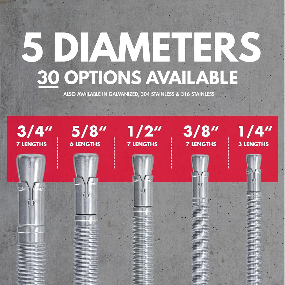 3/4" x 4-3/4" Zinc-Plated Wedge Anchors for Concrete & Cement (...