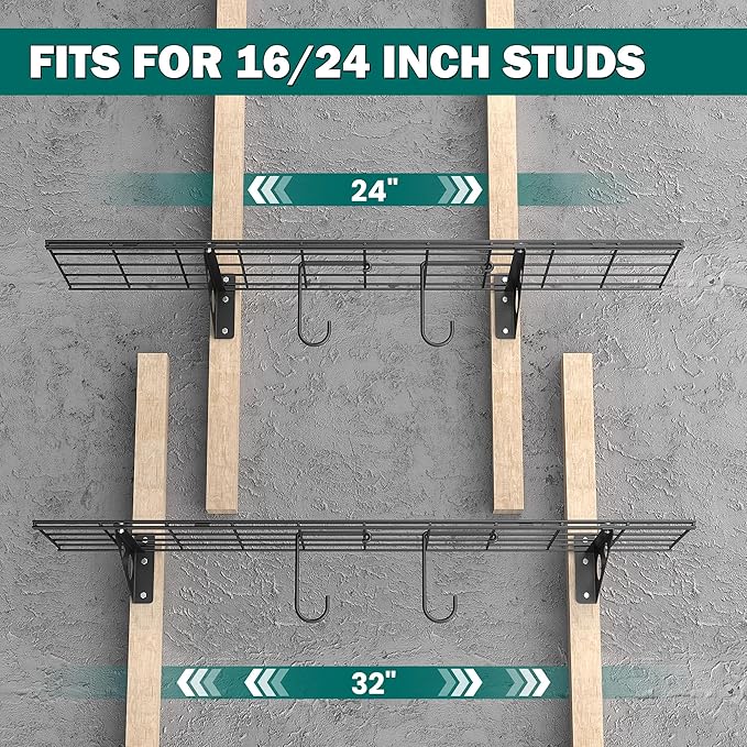 EVERHANGER Garage Wall Shelves, 12 X 48 Inch Wall Mounted Storage Shelves