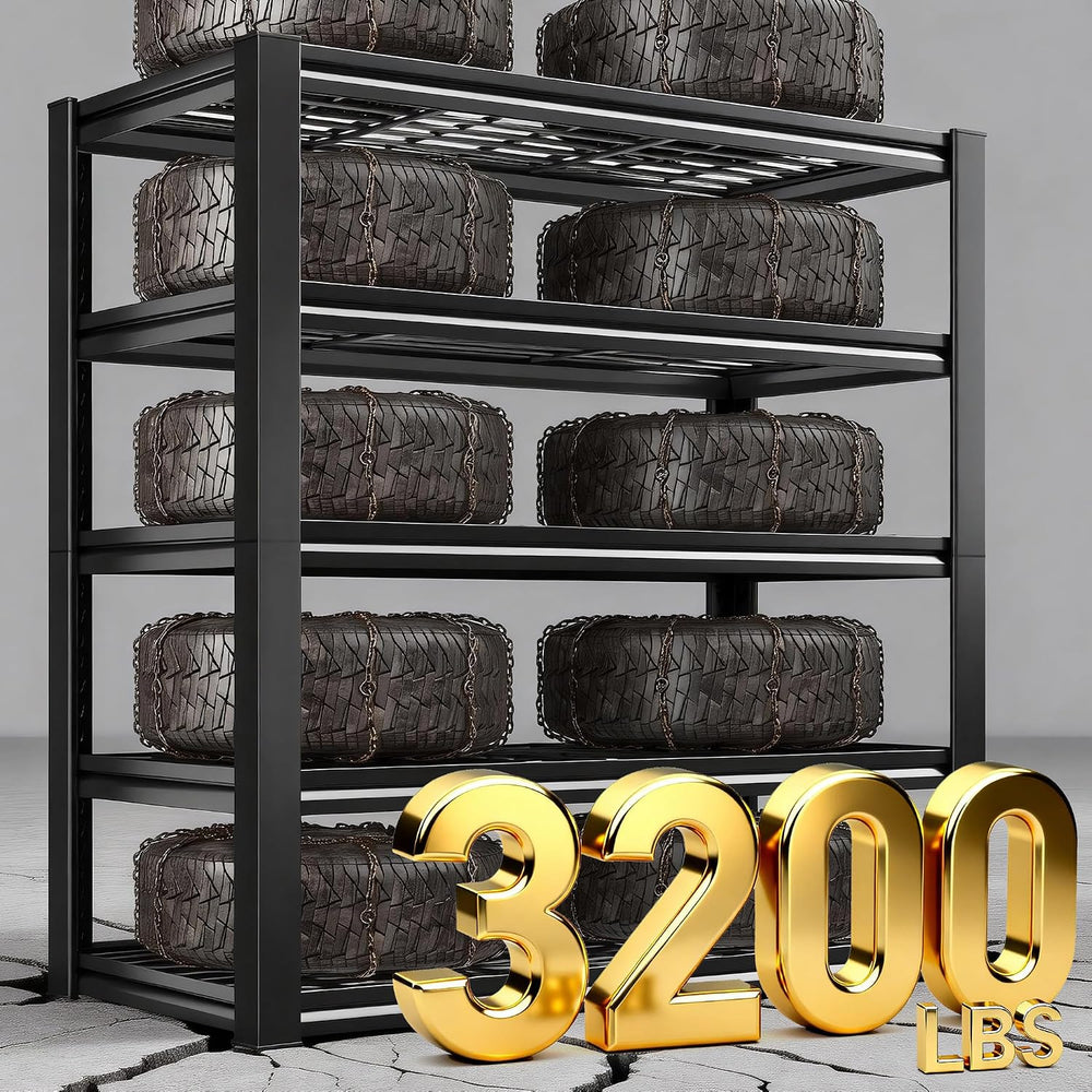 REIBII 2 Pack Garage Shelving 3200 LBS Load Space Saving Storage Shelves
