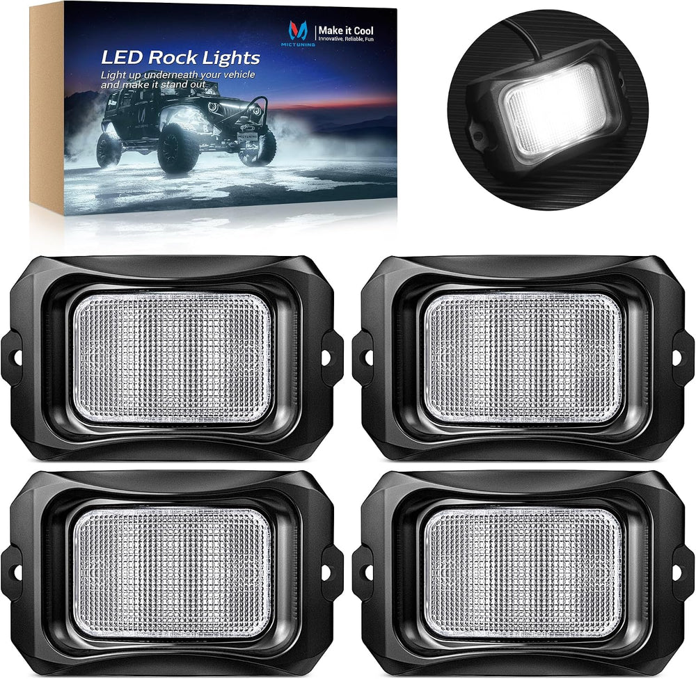 MICTUNING C2 Curved Pure White Rock Lights - 4 Pods Underglow Lights