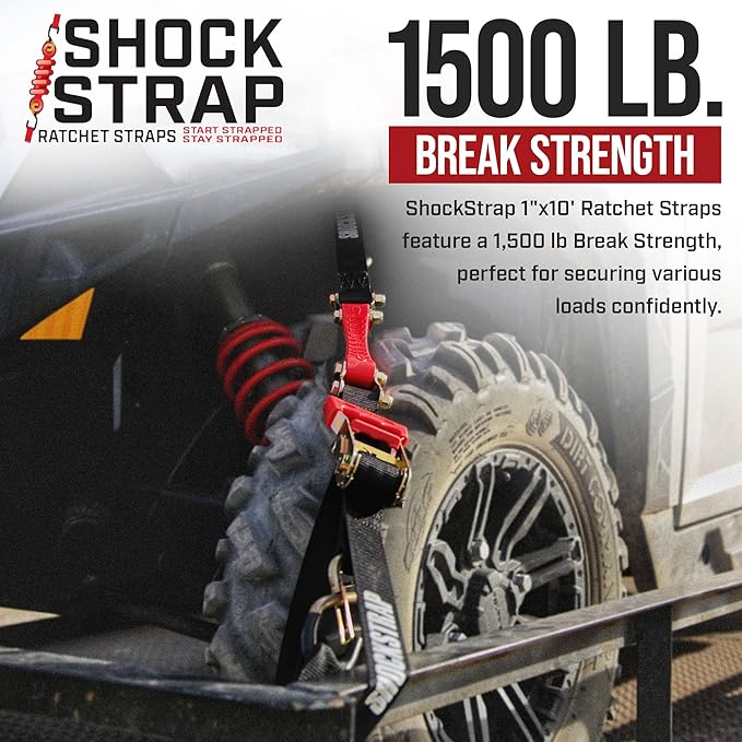 Ratchet Strap, 500 LB WLL / 1, 500 LB Break Strength (2-Pack)