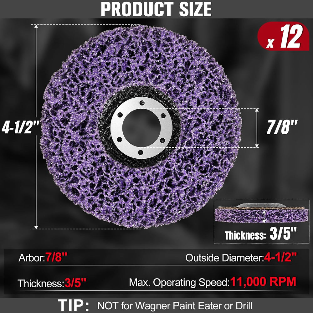 12 Pcs Stripping Discs, 4-1/2" x 7/8" Paint Rust Remover Wheel for ...