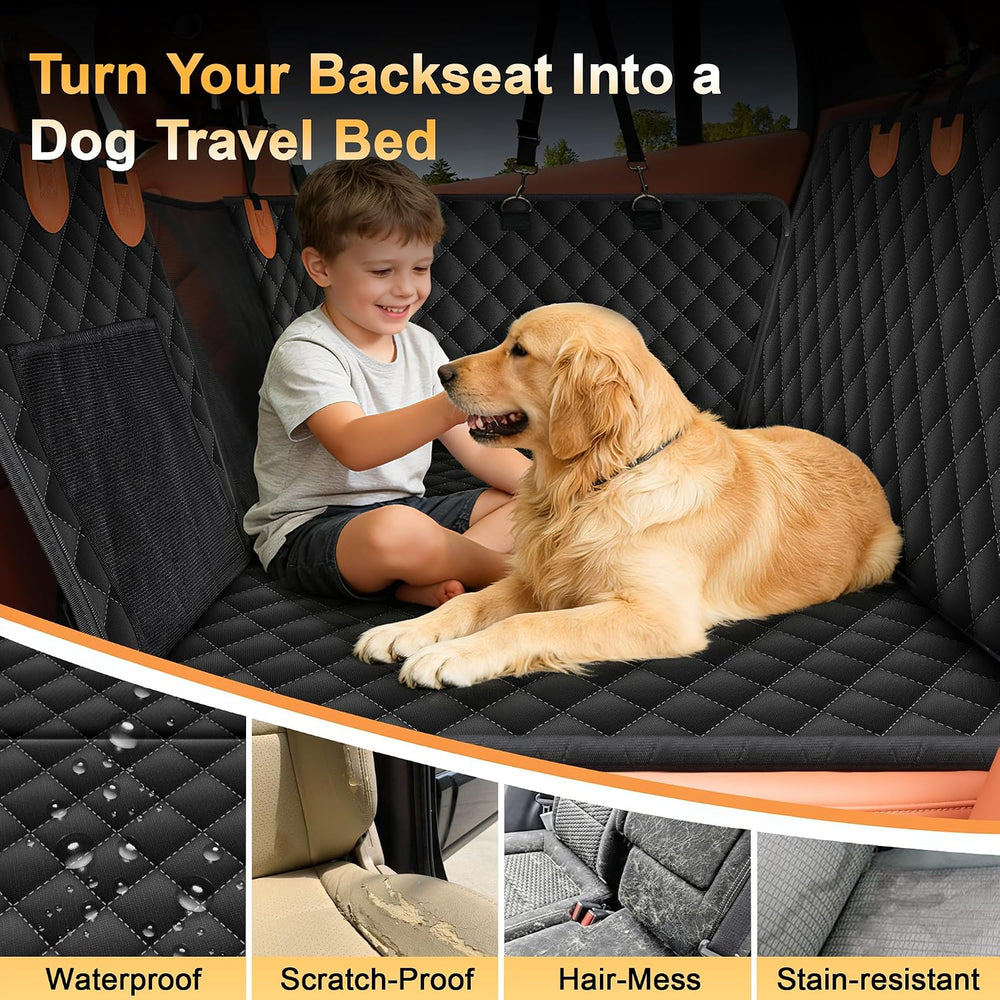 Back Seat Extender for Dogs, Holds 450 lbs, Hard Bottom Waterproof Dog Car Se...