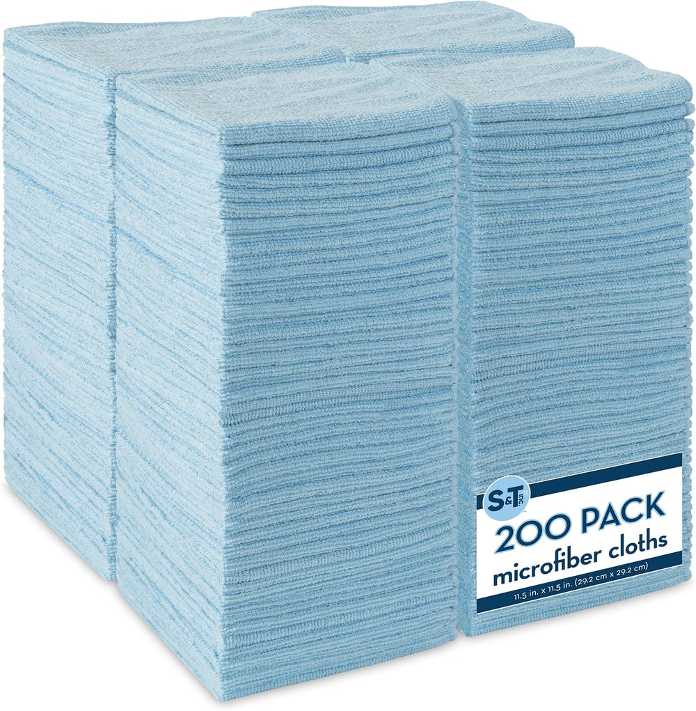 S&T INC. 200 Pack Microfiber Cleaning Cloth, Bulk Towels