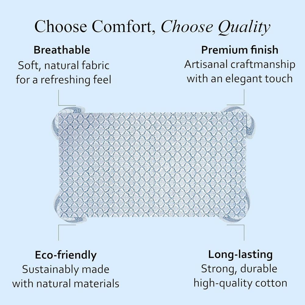 CPC Indigo Regal Tablecloth 100% Cotton 60x60 Inch Indian Block Print Rectang...