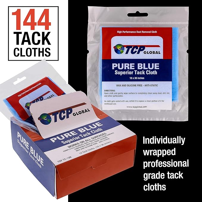 TCP Global Pure Blue Superior Tack Cloth, Automotive & Woodworking, (144-...