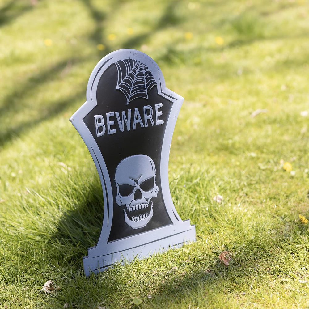 3-D Metal Halloween Ghost Cemetery 17" Tombstones - Full Set of 5 w Stakes