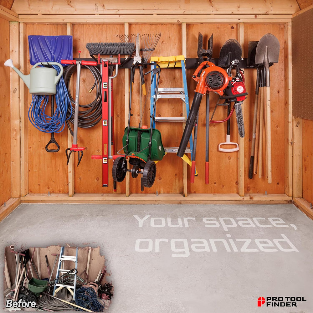 Garage Tool Organizer Wall Mount – Heavy Gauge Steel Rack with Welded Hooks, ...