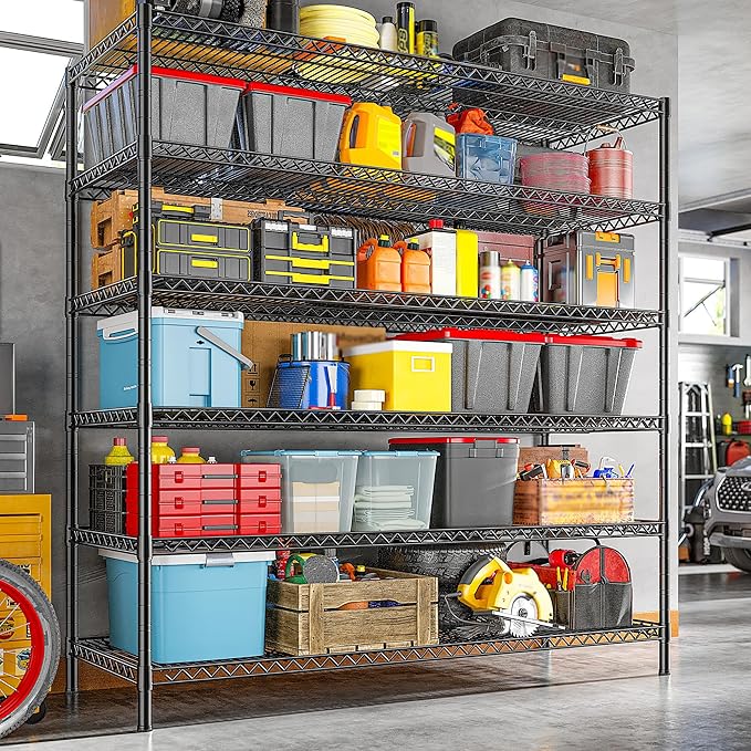 REIBII 83"H Storage Shelves 3840LBS Metal Shelving Unit Garage Shelving ...