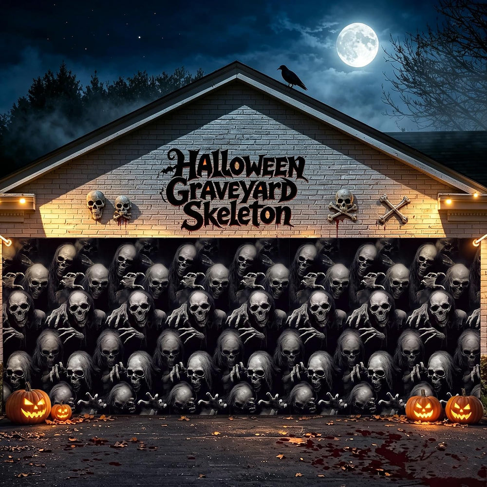 Kochorie 100 Ft x 54 Inch Halloween Graveyard Skeleton Tablecloth Roll with C...
