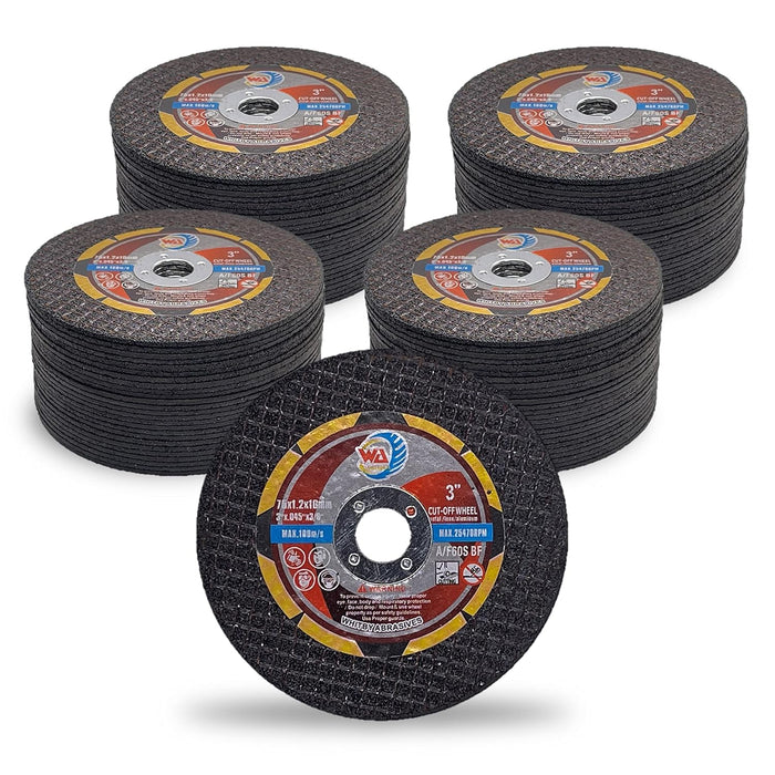 WA 100PACK - 3" x.045 x3/8" Thin Cutting Wheels Metal and Stainless Steel Cut-Off Discs